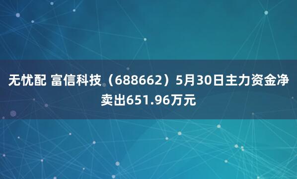 无忧配 富信科技（688662）5月30日主力资金净卖出651.96万元